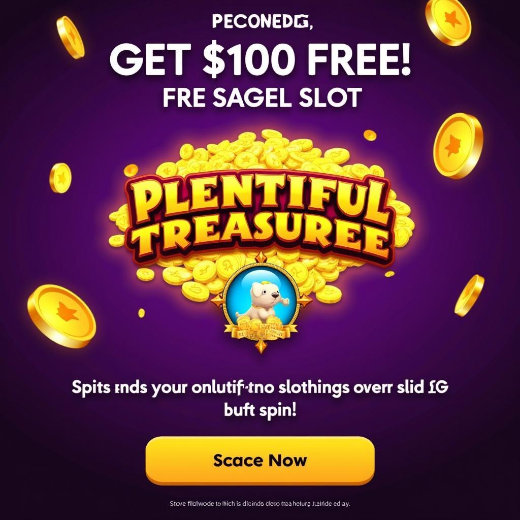 Plentiful Treasure Banner with 100 Free Spins Offer