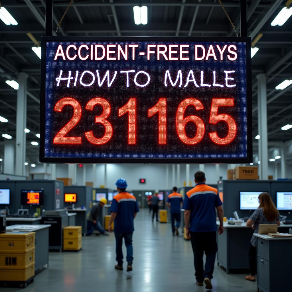 Accident-Free Days Sign Displayed in a Factory Setting