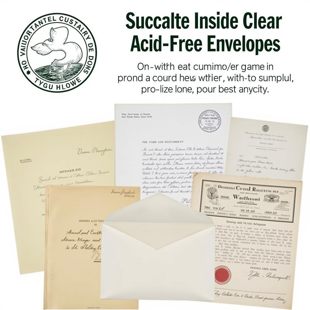 Acid-free envelopes protecting valuable documents from damage