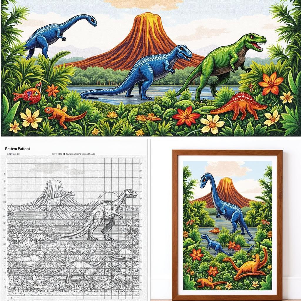 Advanced Cross Stitch Dinosaur Scene Free Pattern