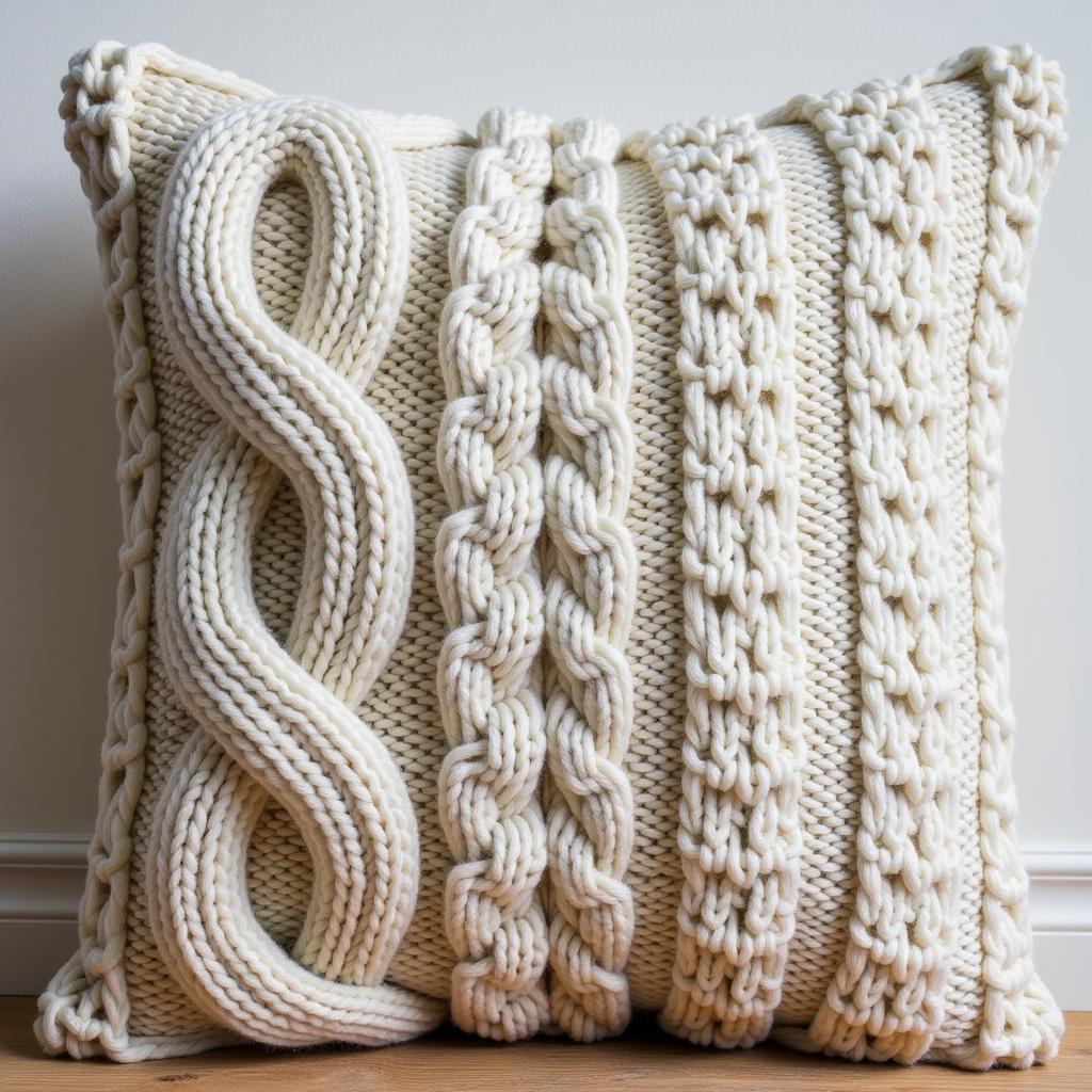 Advanced Knitted Pillow Pattern with Cables