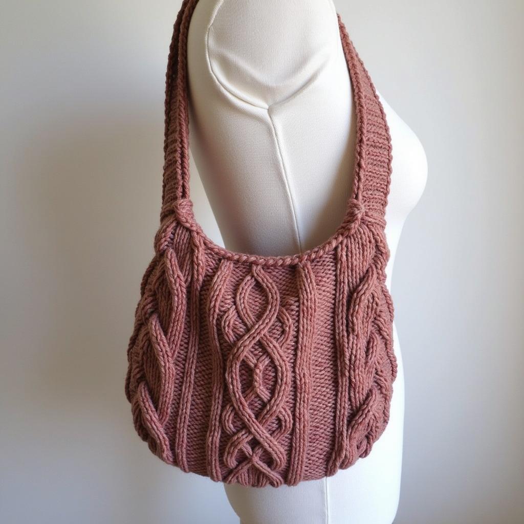 Advanced Knitted Purse with Intricate Cable Design