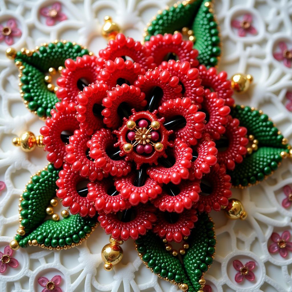 Intricate Seed Bead Rose Pattern