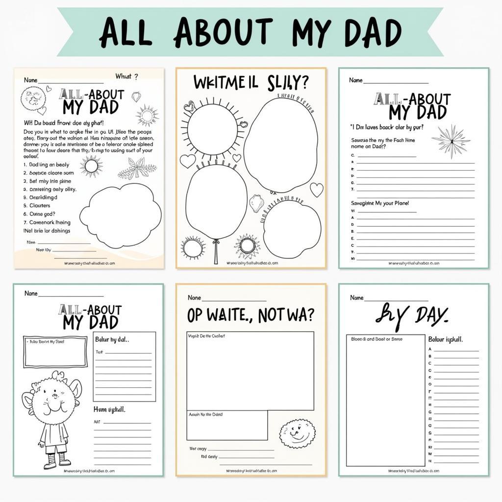 Various "All About My Dad" printable PDF options