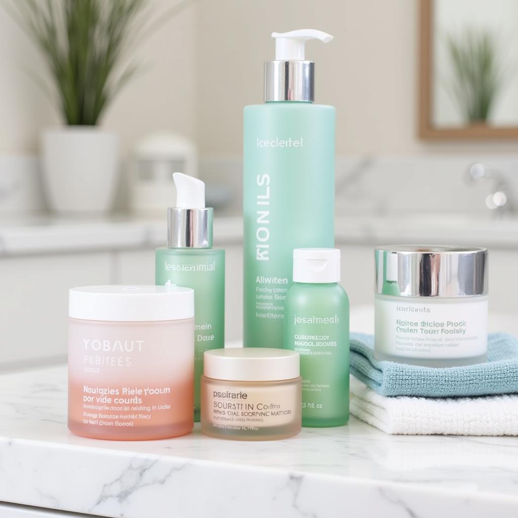 Building an Anti-Aging Skincare Routine with Free Samples: A variety of anti-aging skincare sample products arranged neatly on a bathroom counter.