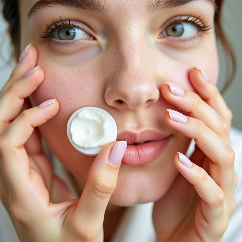 Applying Plastic-Free Moisturizer to Face