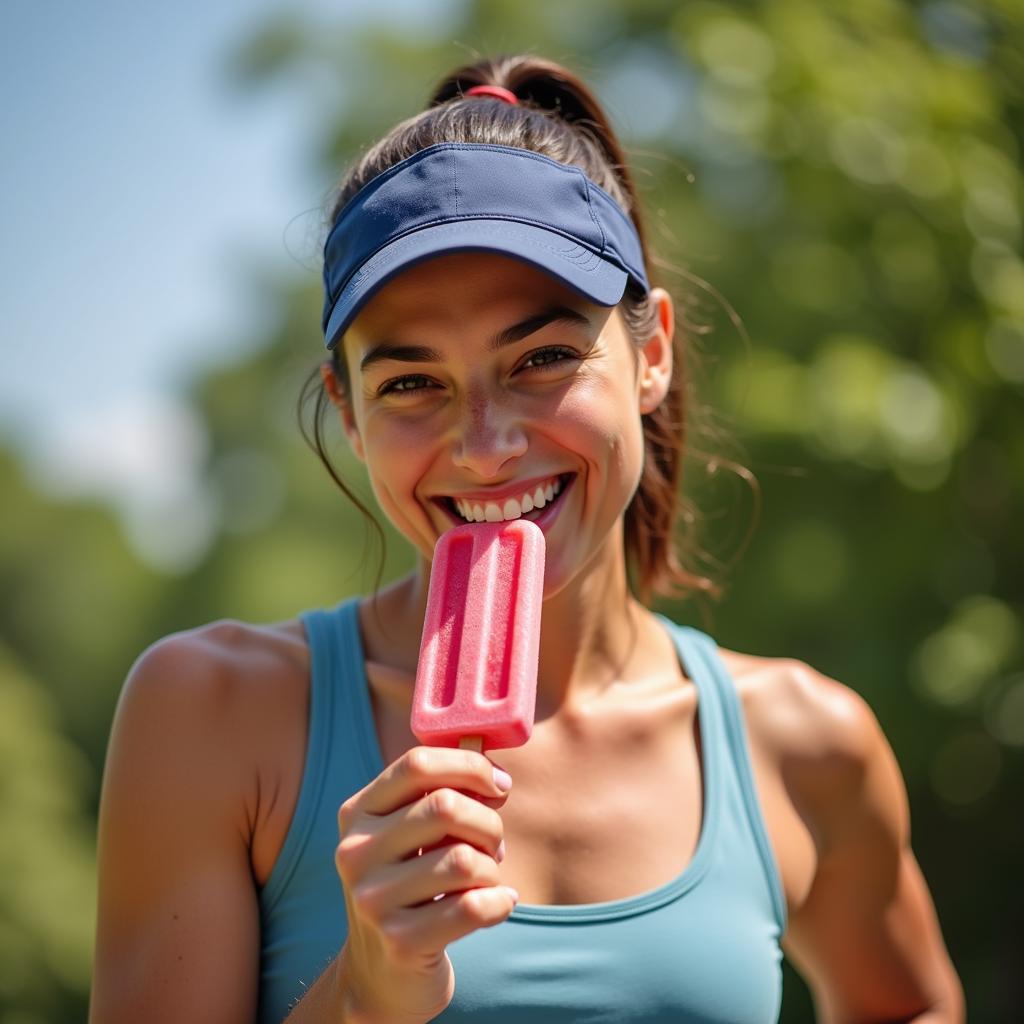 Athlete Enjoying a Sugar-Free Freezer Pop After Workout