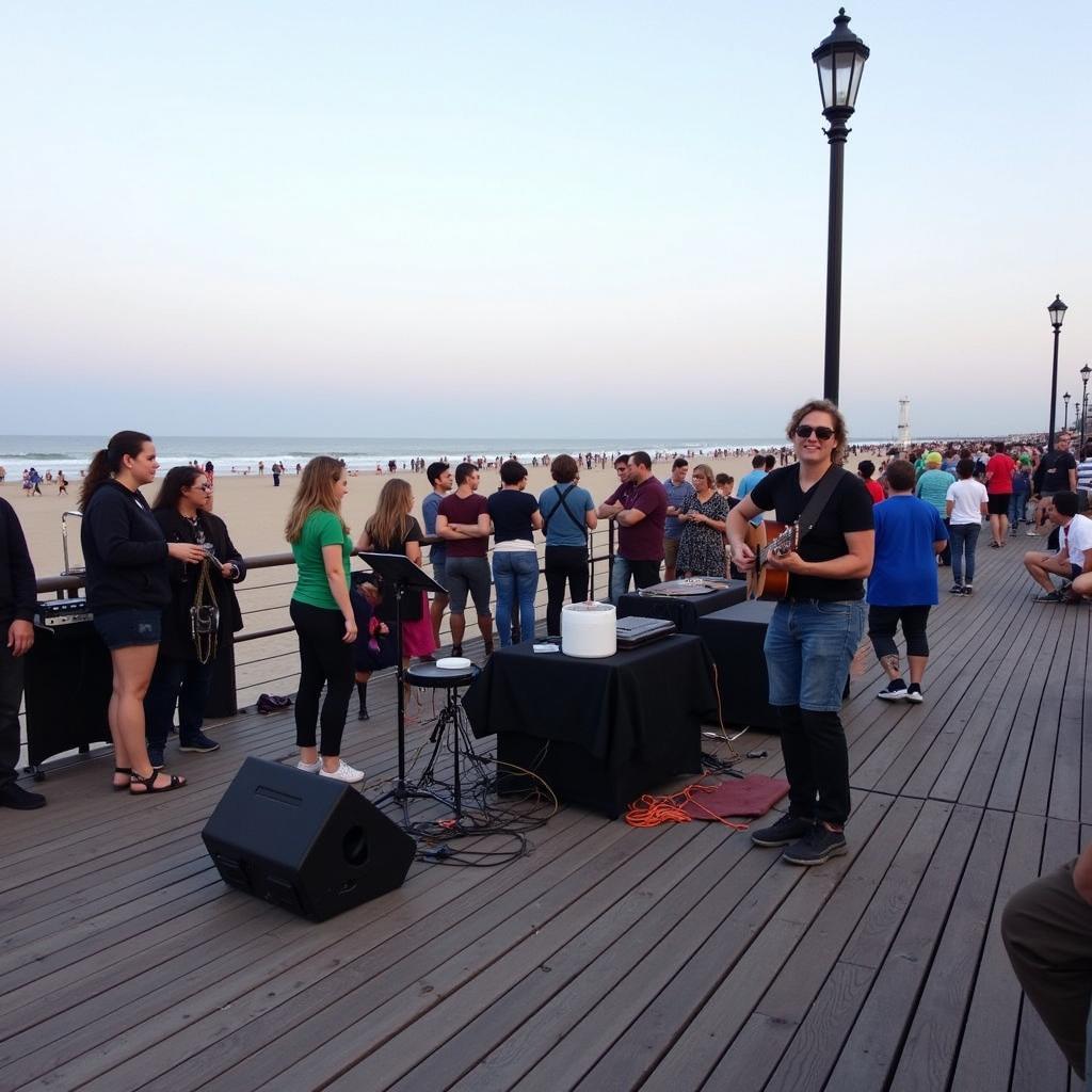 Free music performance on the Atlantic City boardwalk