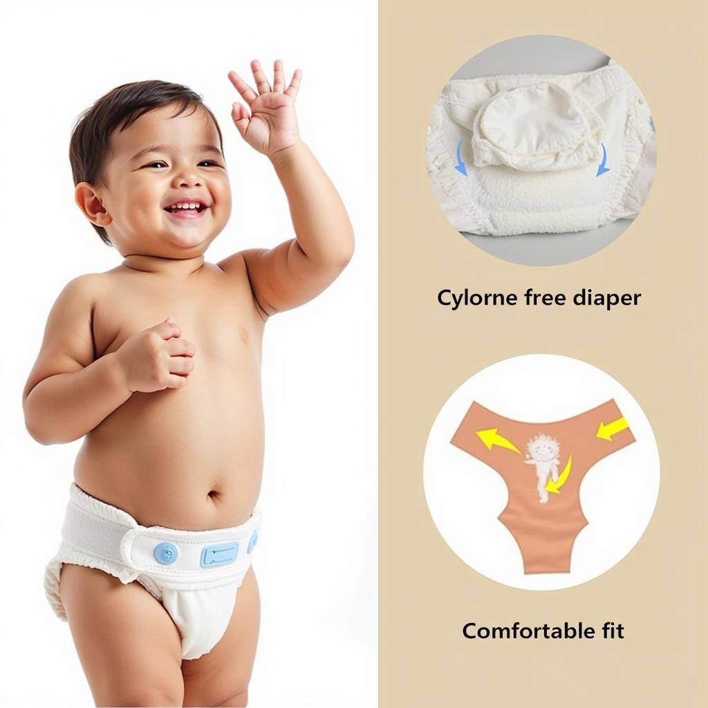 Baby Comfortably Wearing a Chlorine-Free Diaper