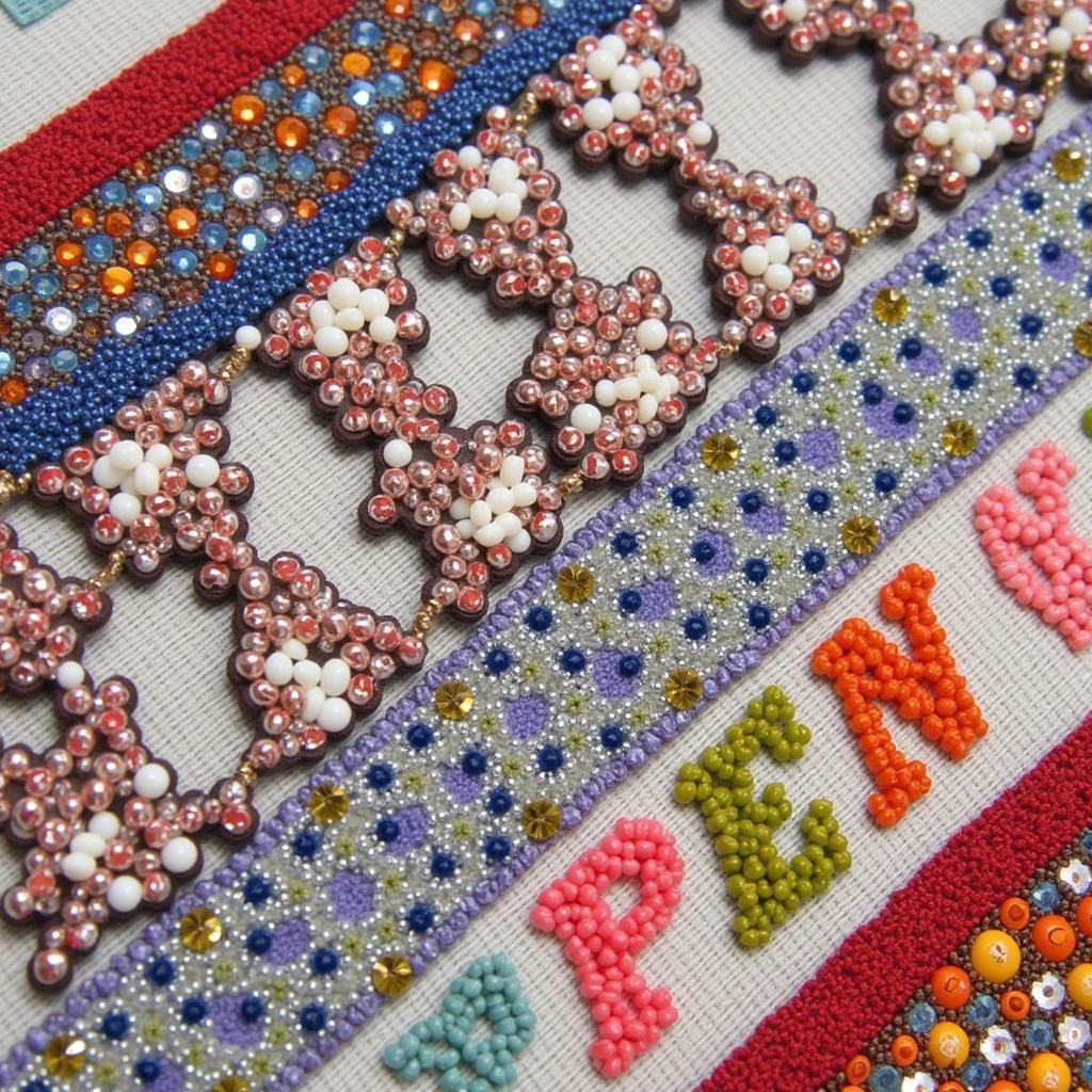 Close-up of a Beaded Quilt Detail