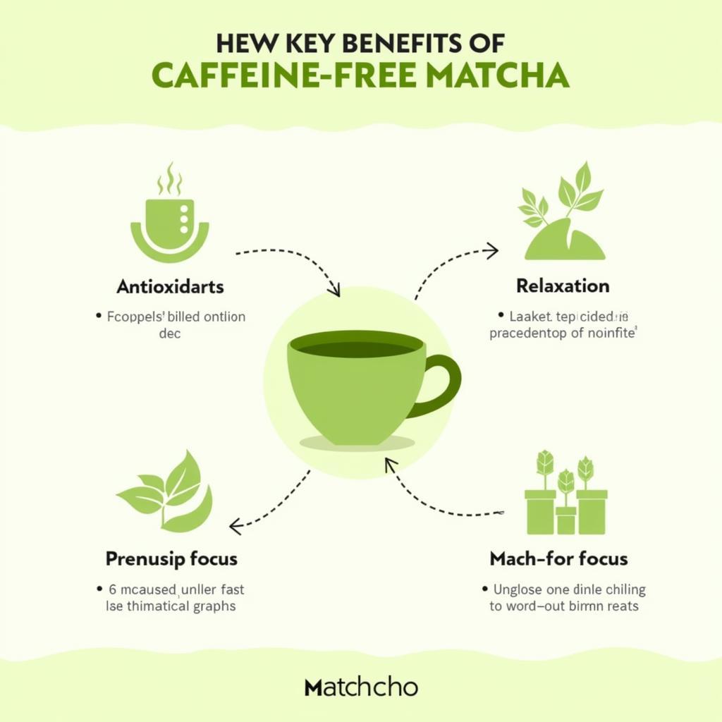 Infographic highlighting the benefits of caffeine-free matcha