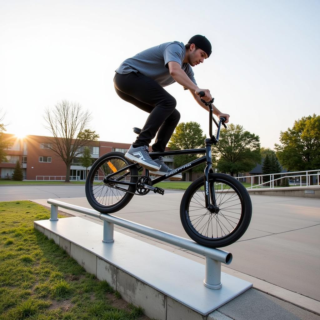 BMX Rider Performing a Fakie Trick with a Free Coaster