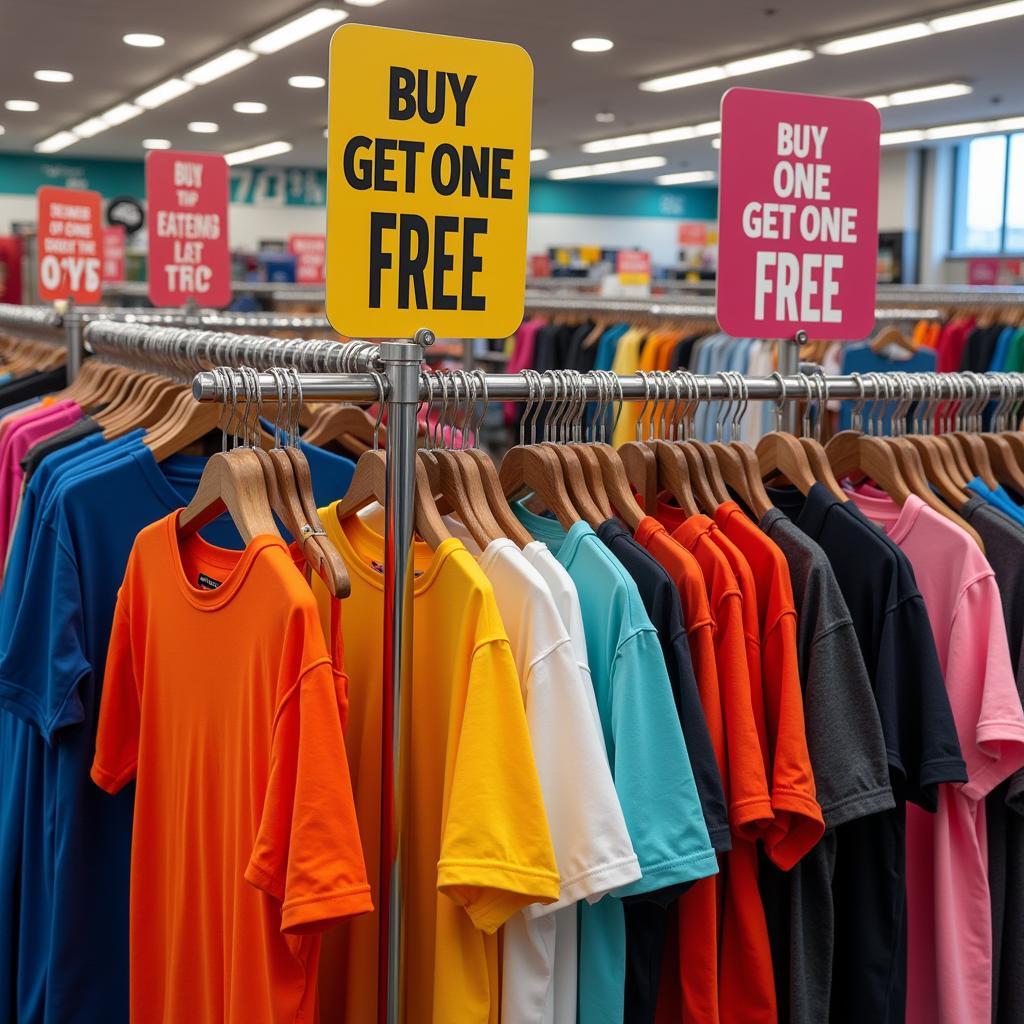 BOGO T-Shirt Display in a Retail Store