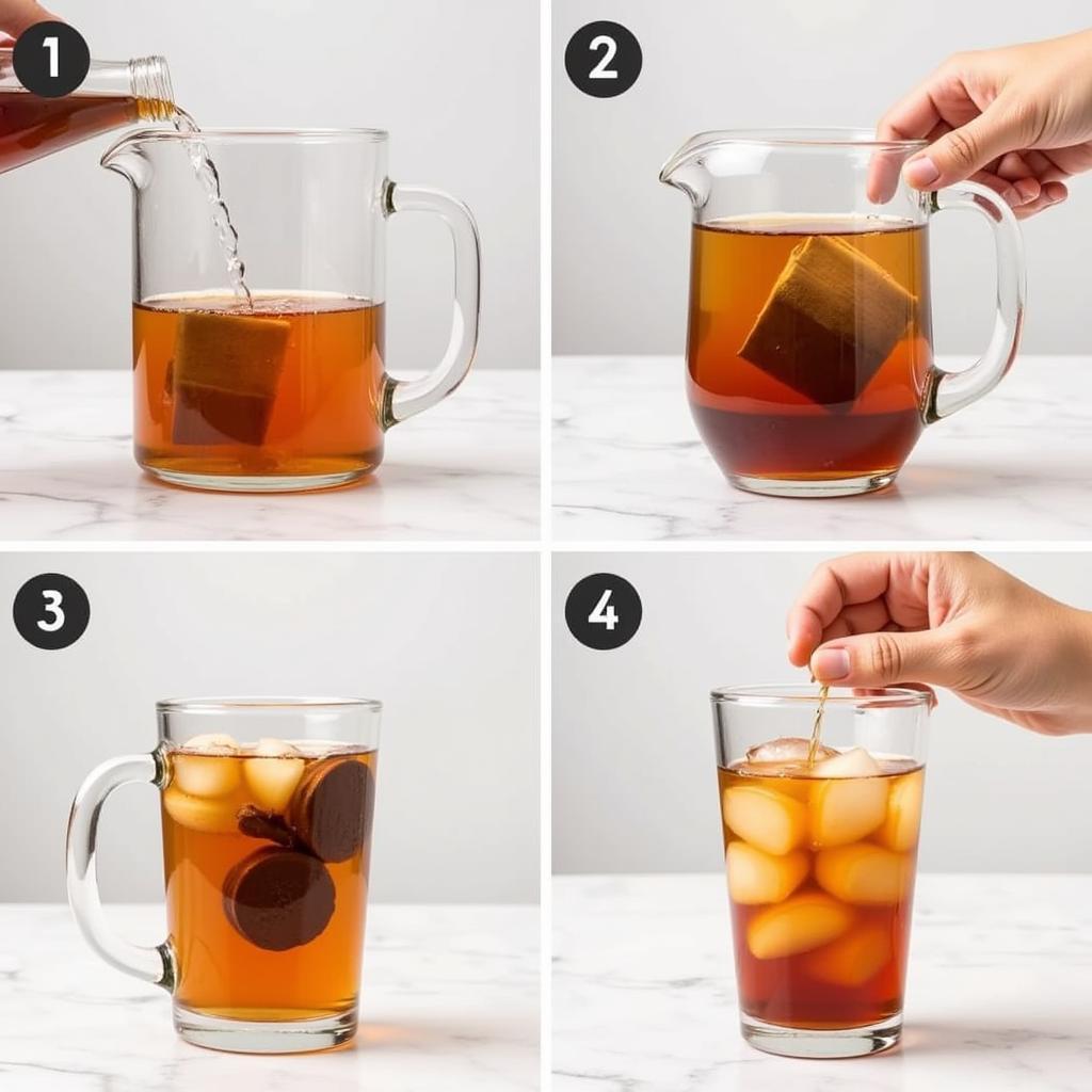 Steps to brew the perfect caffeine-free iced tea, from steeping to chilling.