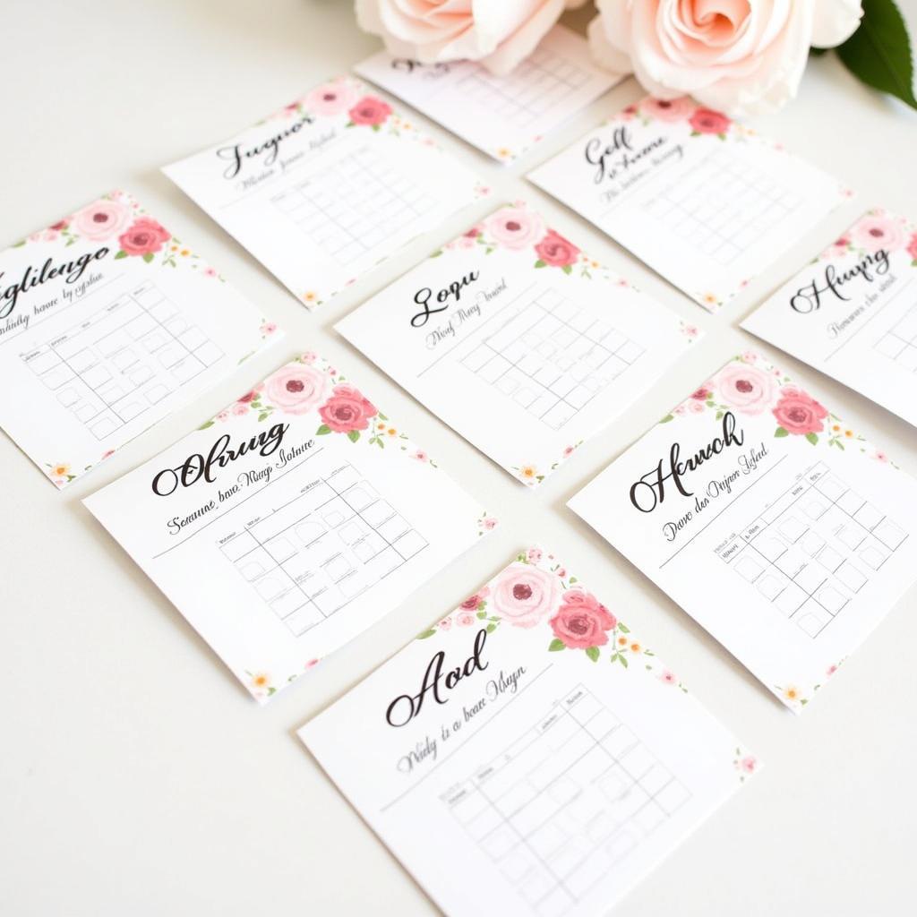 Printable ring game cards for a bridal shower