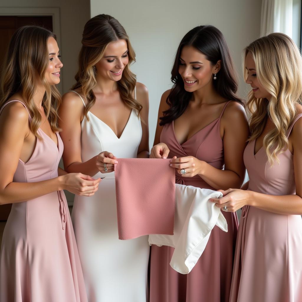 Bridesmaids Comparing Different Swatches