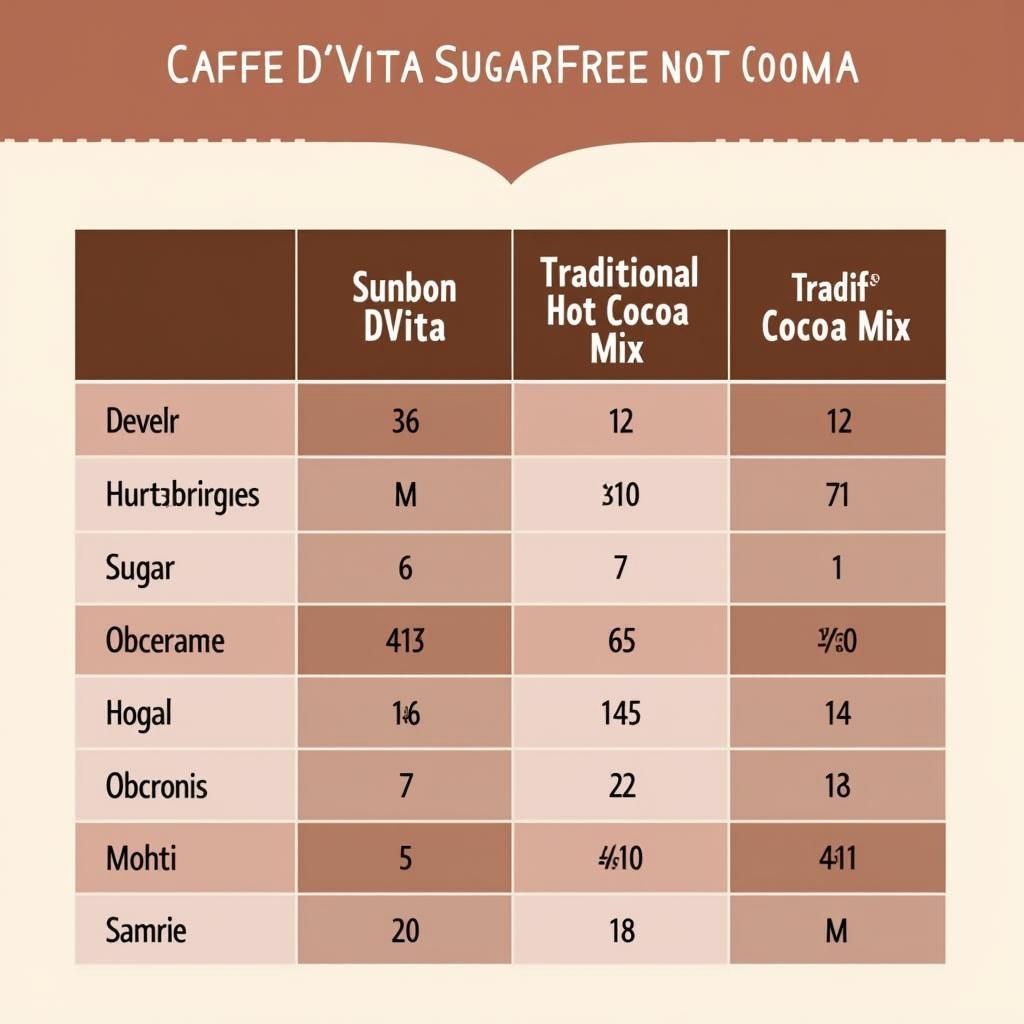 Caffe D'Vita Sugar Free Hot Cocoa Nutritional Comparison