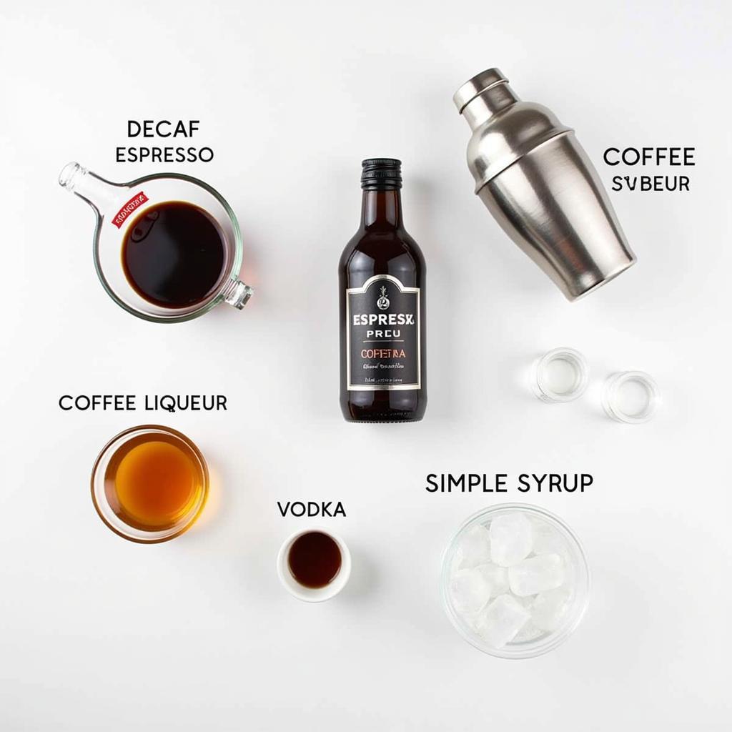 Ingredients for a caffeine-free espresso martini