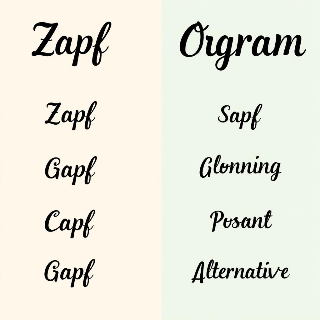 Calligraphic Font Comparison