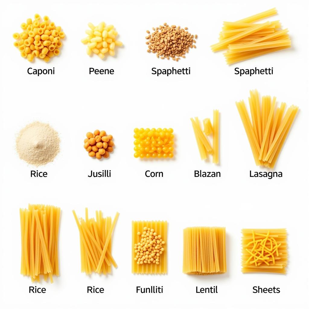 Various types of caponi gluten-free pasta