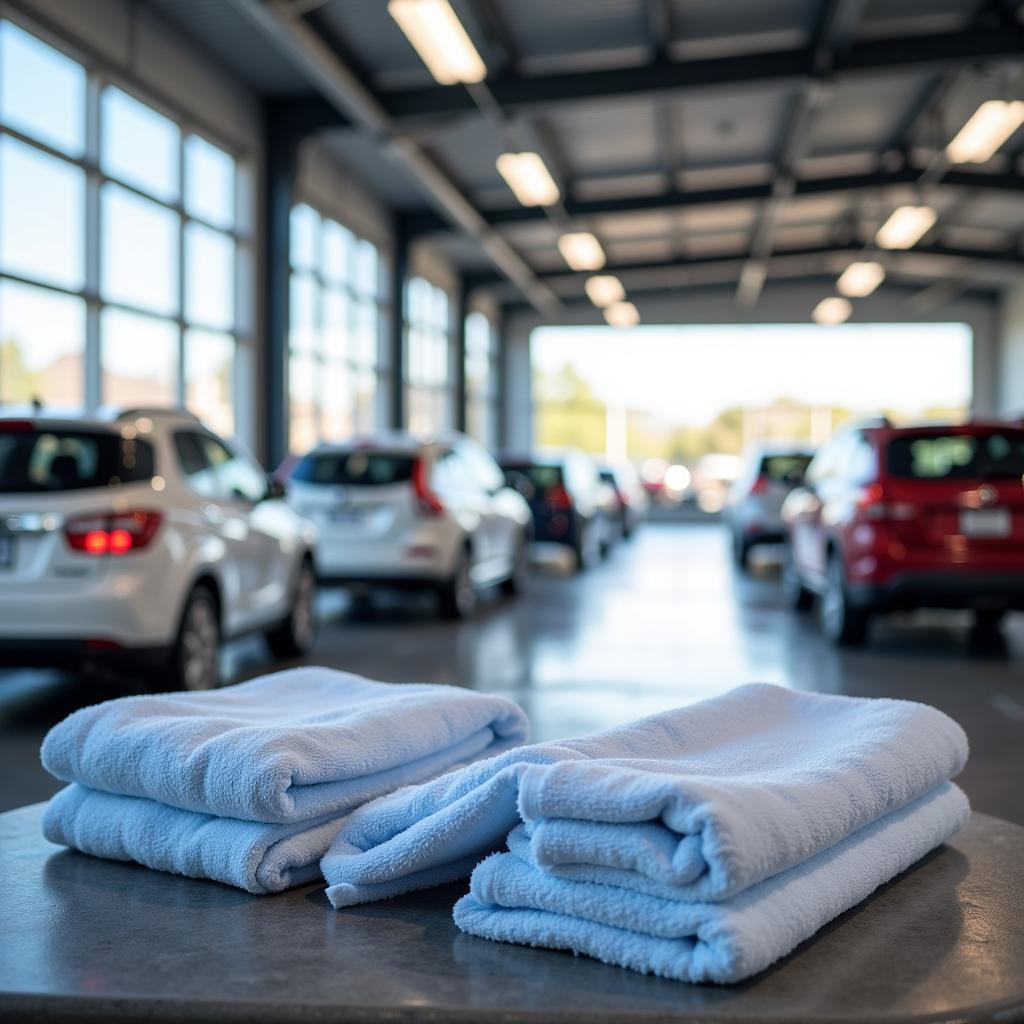 Convenient car washing with free towels