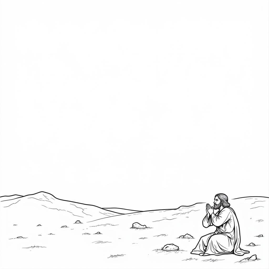 Jesus in the Desert Coloring Page