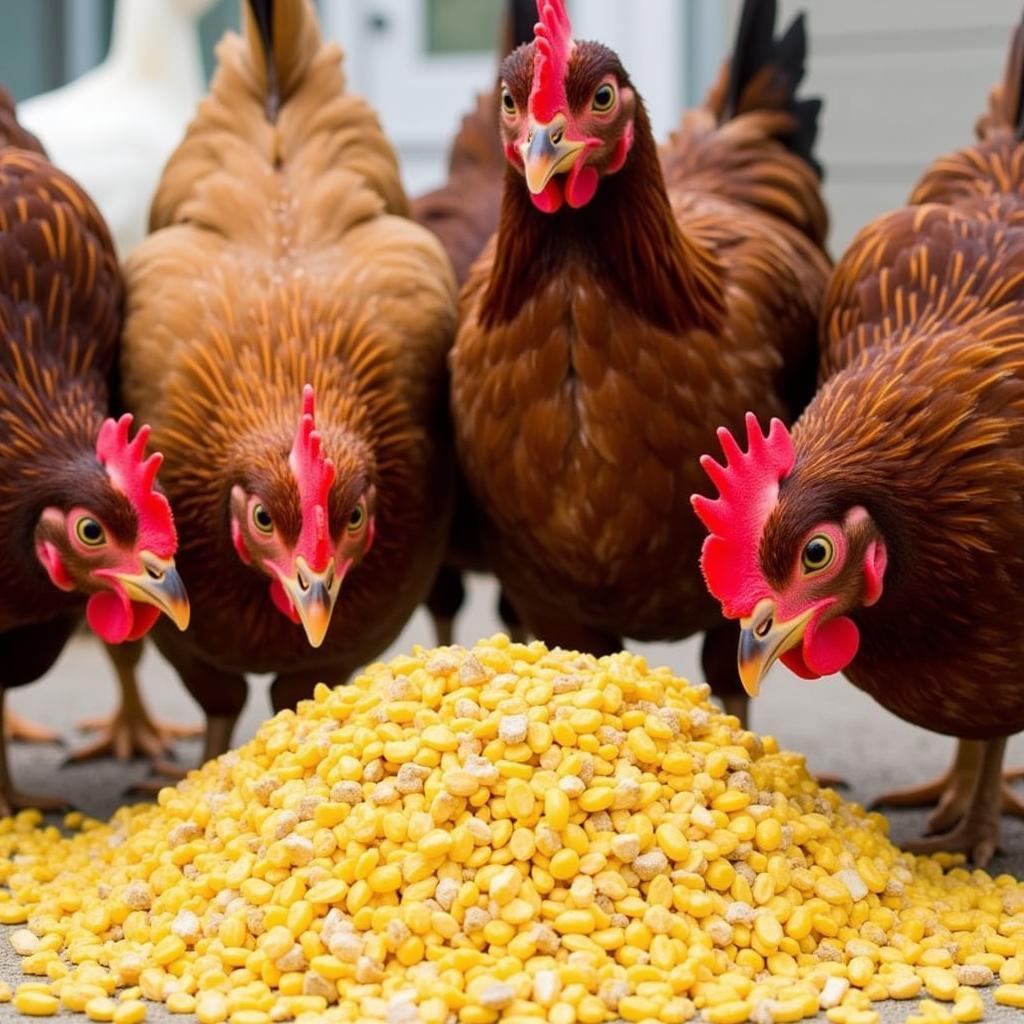 Chickens Eating Corn-Free Scratch