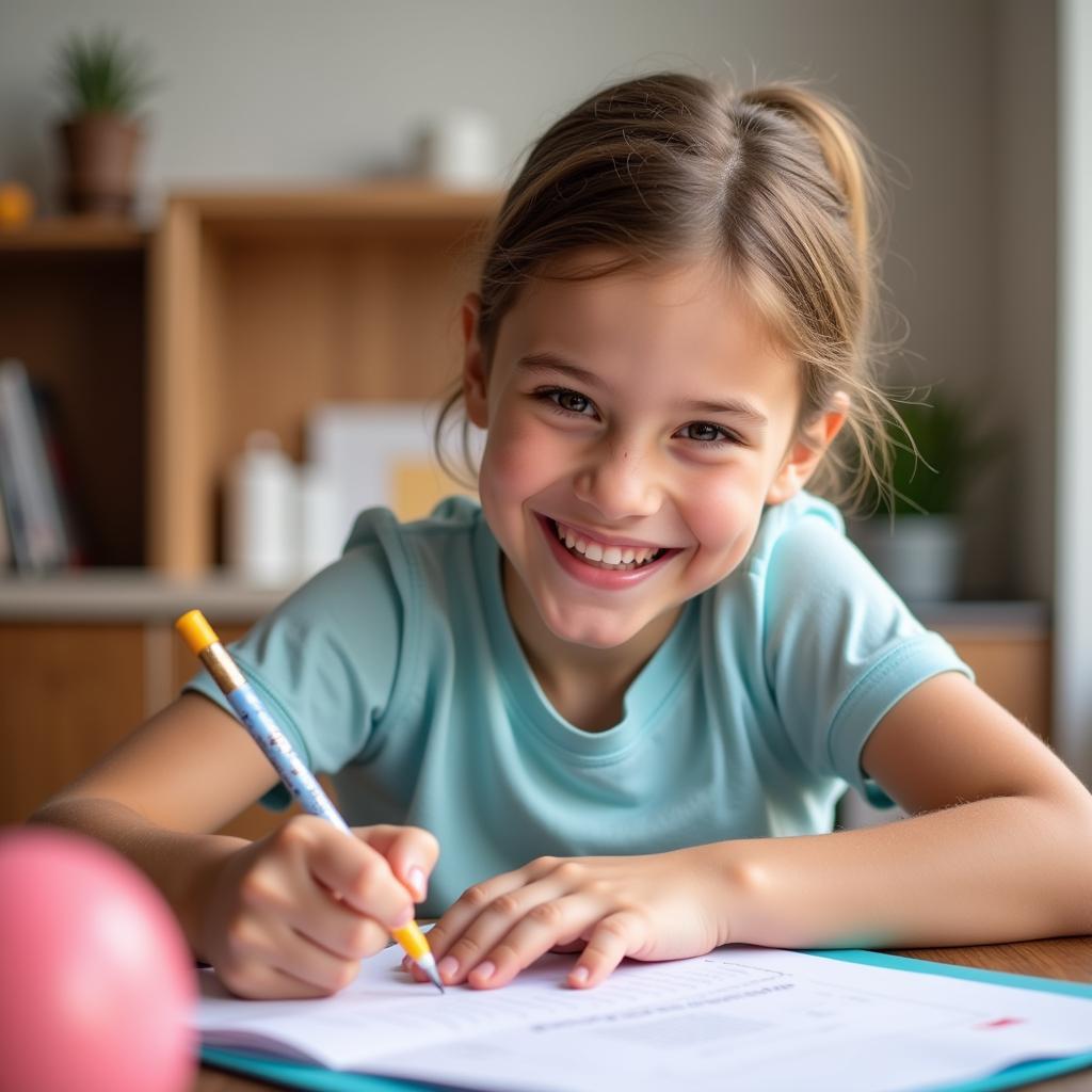 Child Confidently Taking COGAT Test