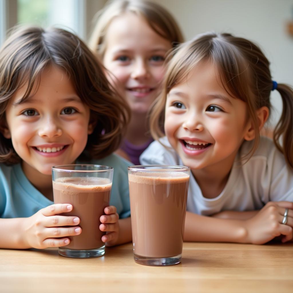 Happy Children Drinking Gluten-Free Chocolate Milk