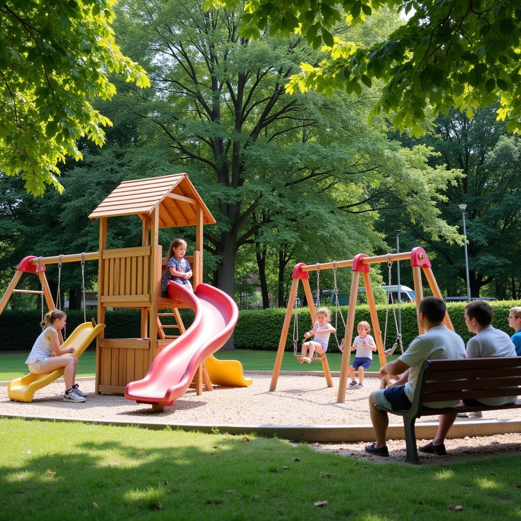 Kids enjoying a free play area in a local park