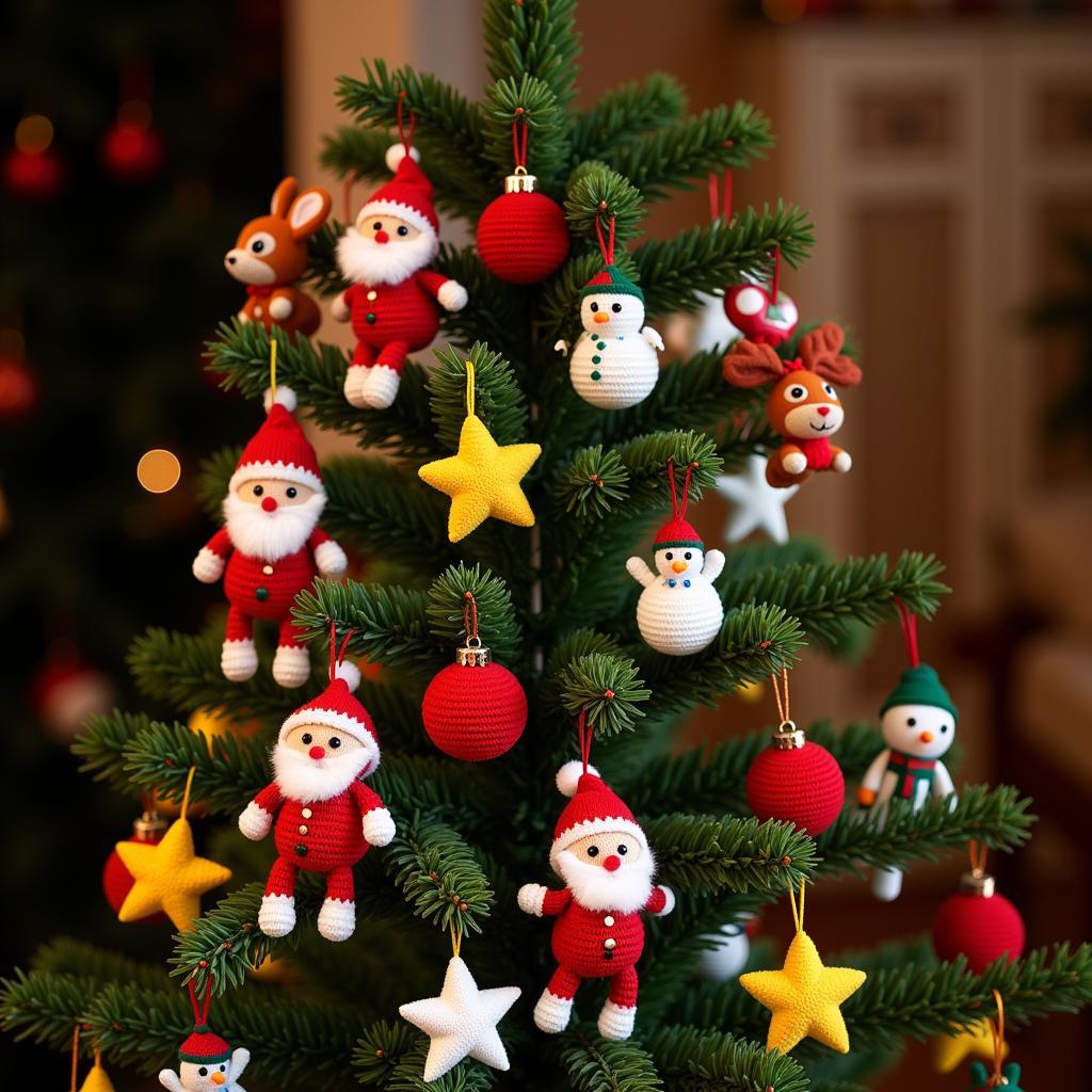 Christmas Amigurumi Ornaments on Tree