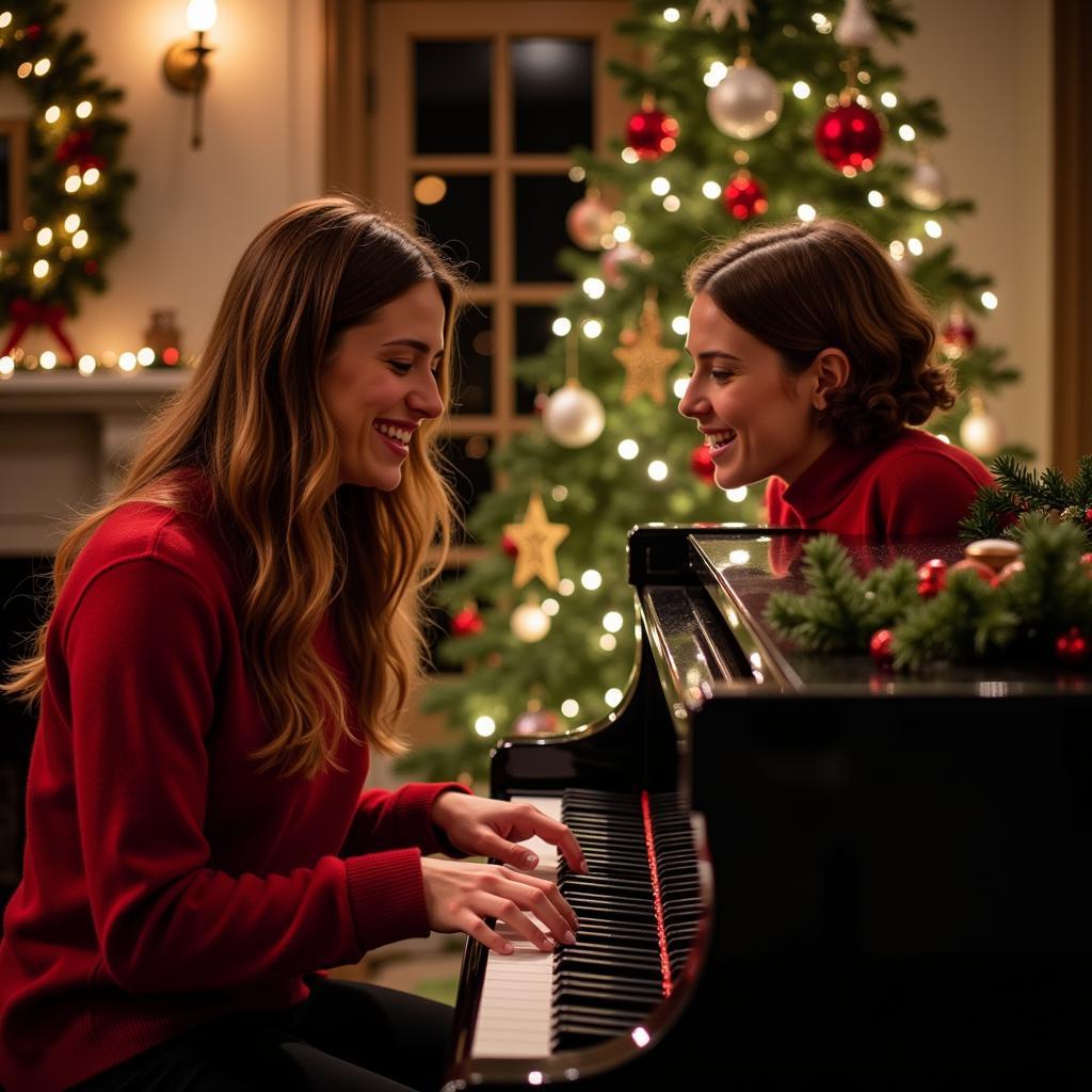 Christmas Piano Duet Performance