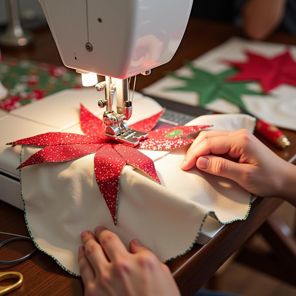 Sewing a Christmas star table runner