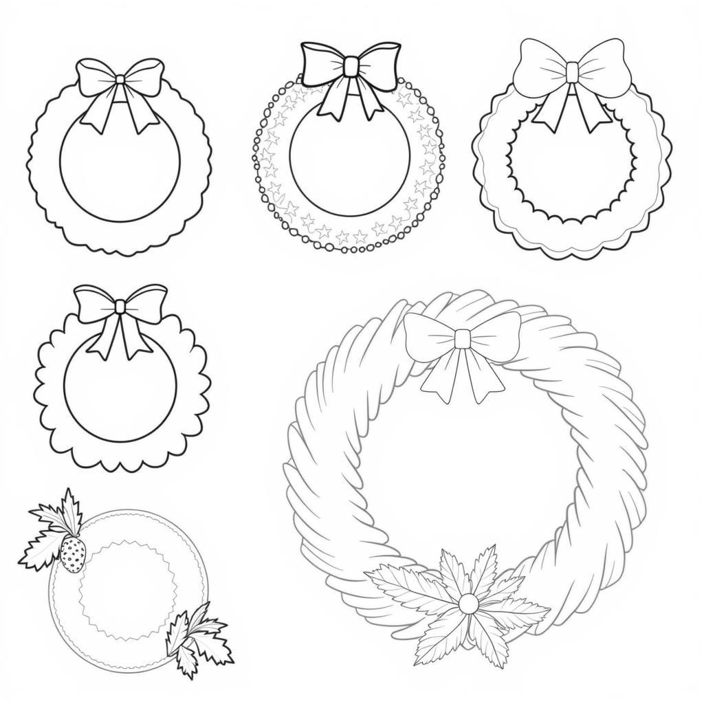 Simple Christmas Wreath Coloring Page Designs