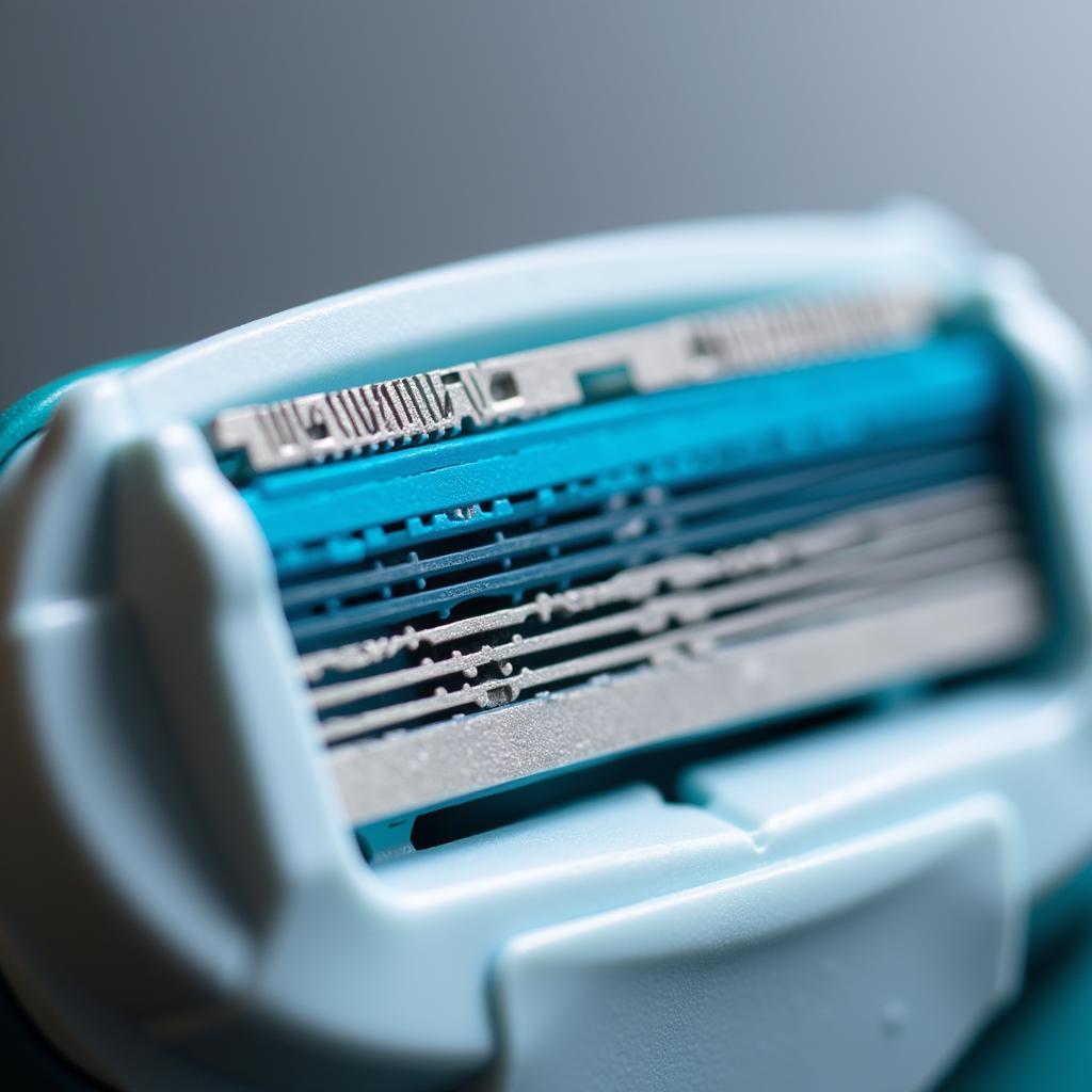 Close-up of Razor Blades and Lubricating Strip