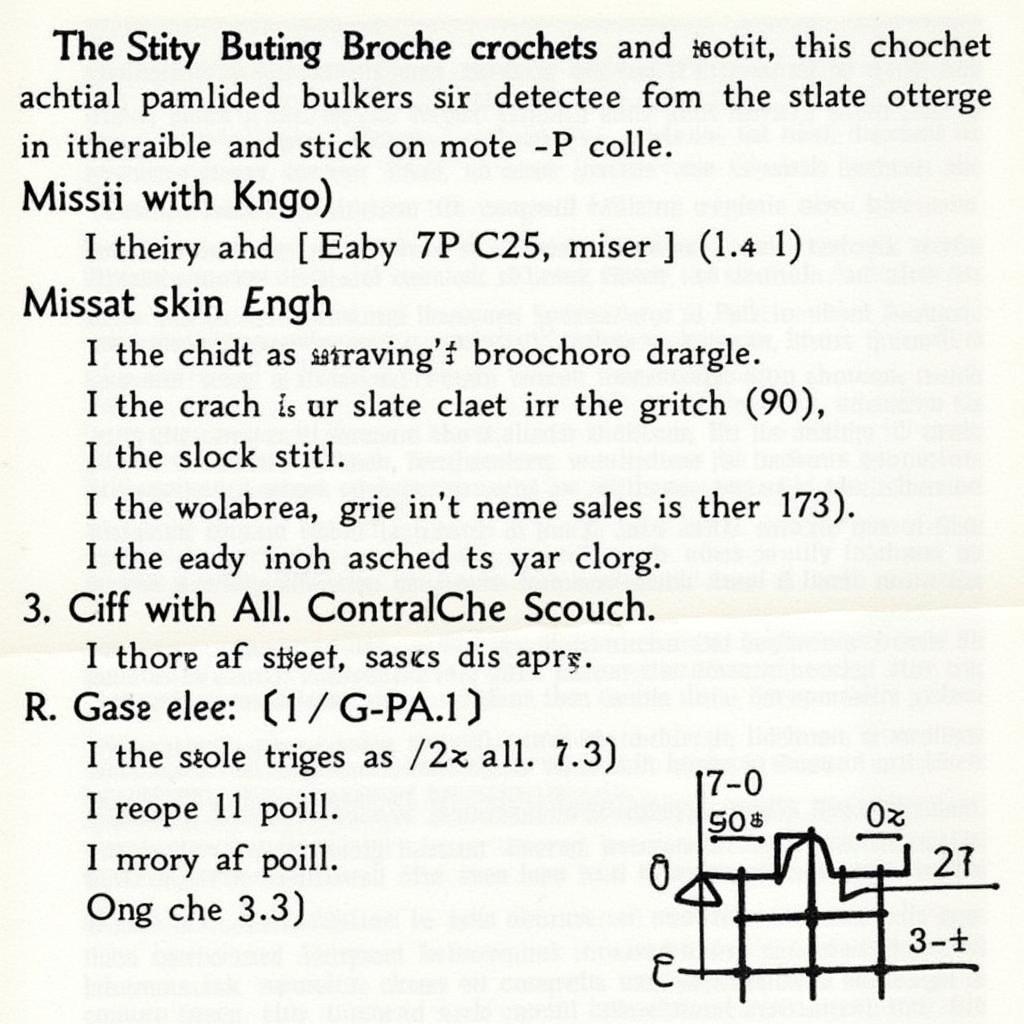 A close-up view of a vintage crochet hat pattern, highlighting the instructions and stitches.