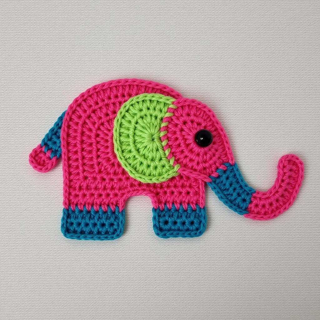 Colorful Elephant Applique Crochet Pattern PDF