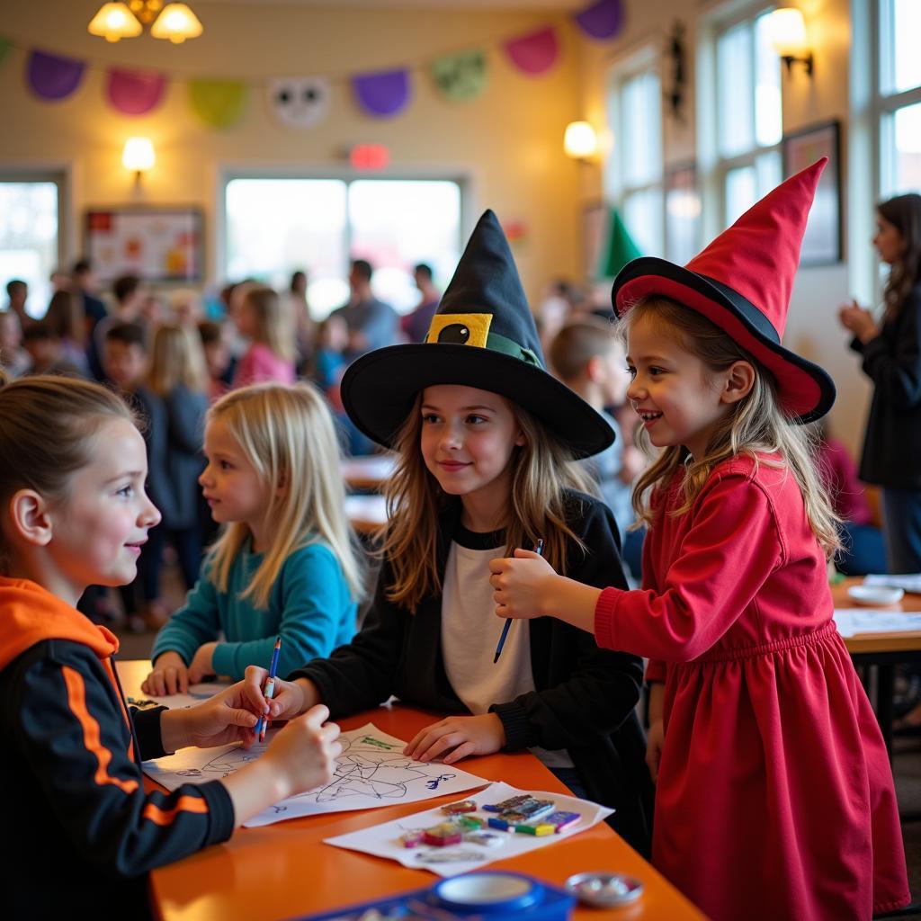 Kids enjoying a Halloween party at a community center