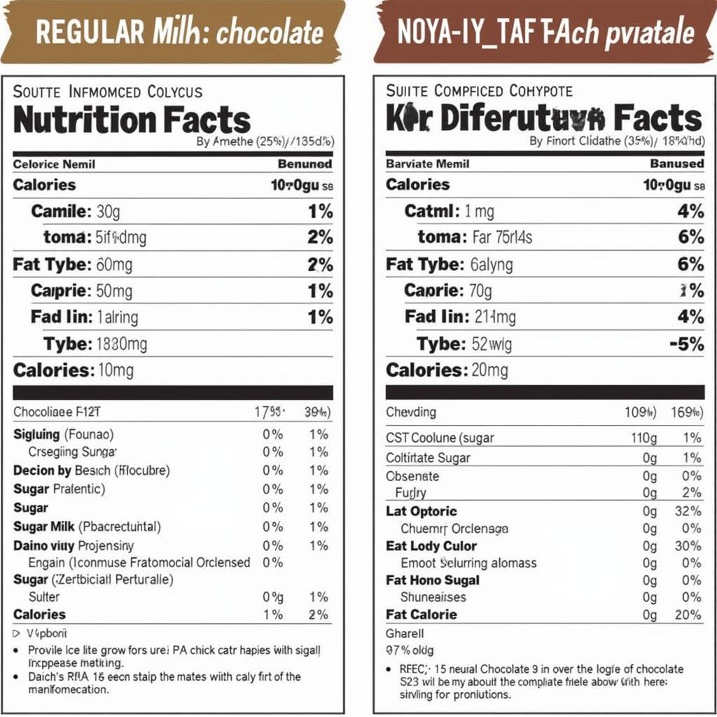 Side-by-side comparison of dairy-free and regular chocolate nutrition labels