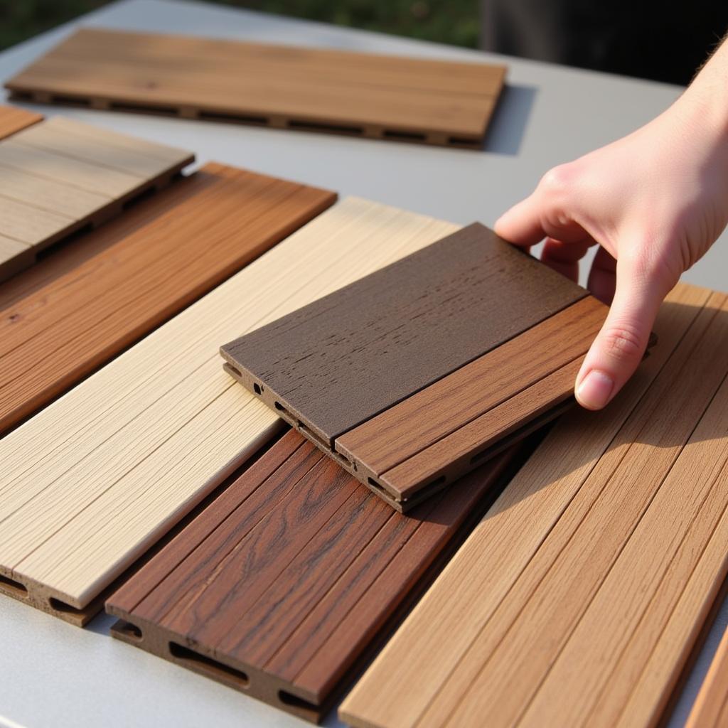 Comparing different decking samples side-by-side