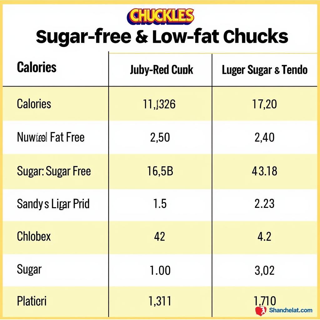 Comparison of Fat-Free Chuckles to Other Candies