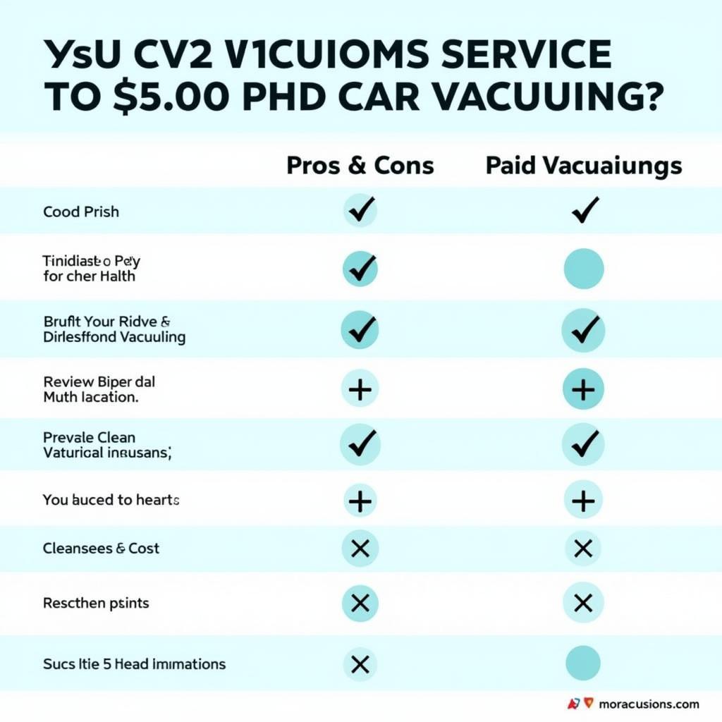 Comparison chart of free vs. paid car vacuums