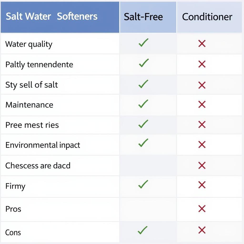 Comparison Chart: Salt vs. Salt-Free Water Systems