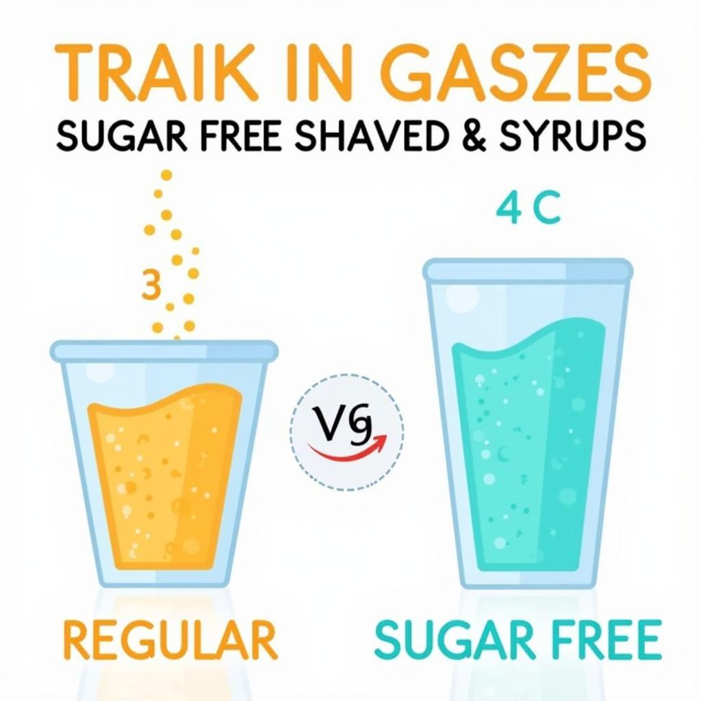 Comparison chart of sugar content in regular vs. sugar-free shaved ice syrups.