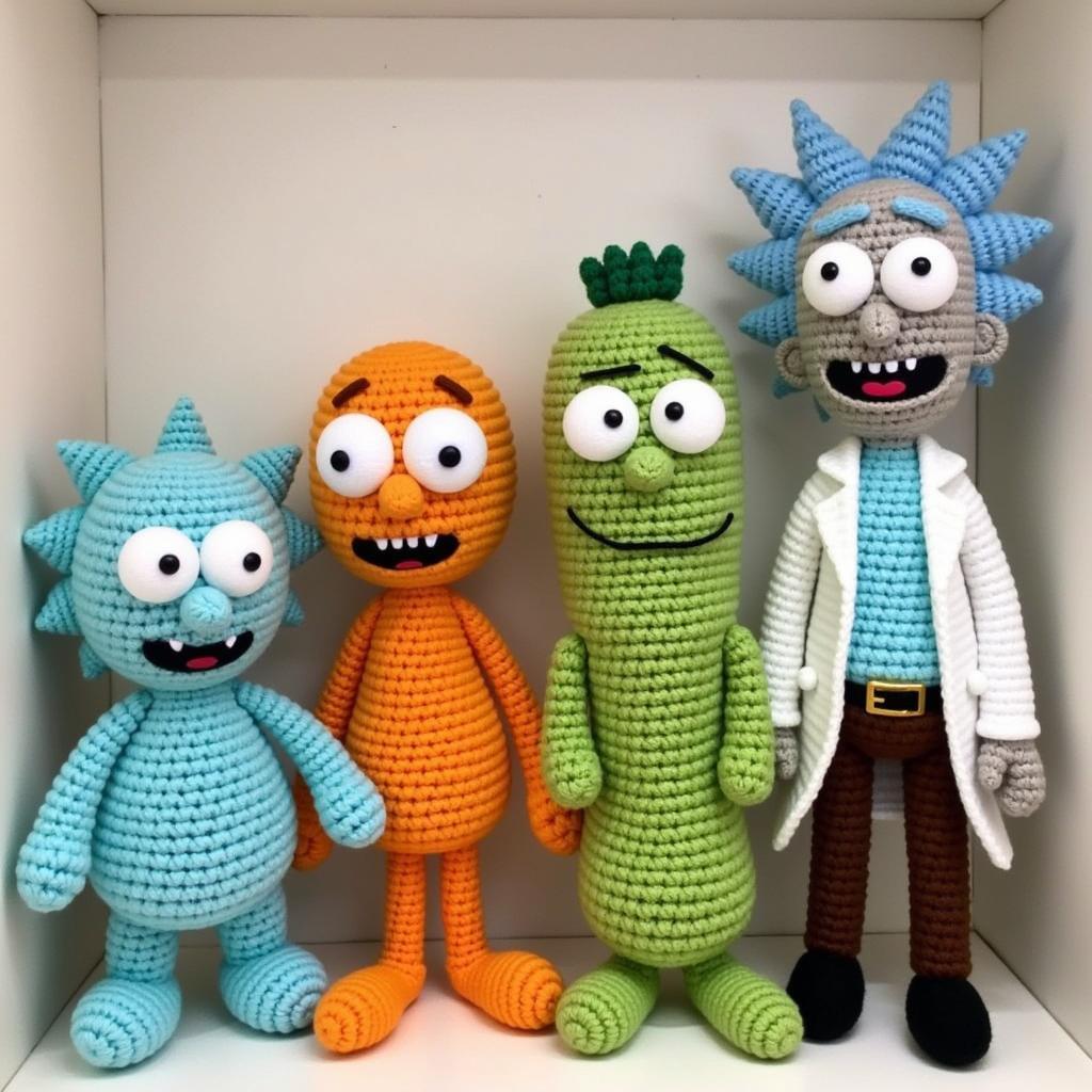 Completed Crochet Rick and Morty Figures