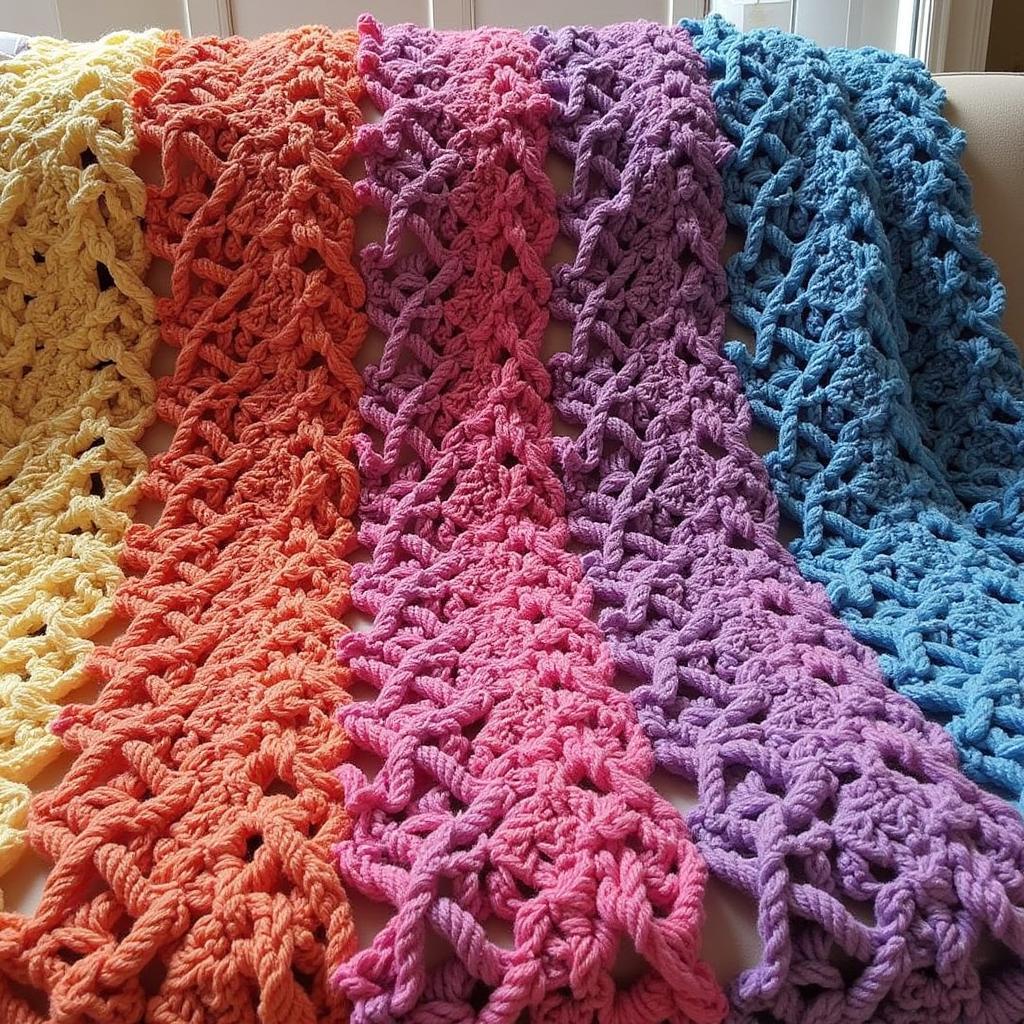 Completed Interlocking Crochet Blanket