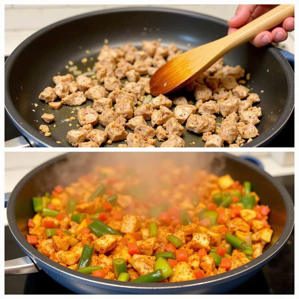 Preparing Corn-Free Tamale Filling: Spicy Chicken with Vegetables