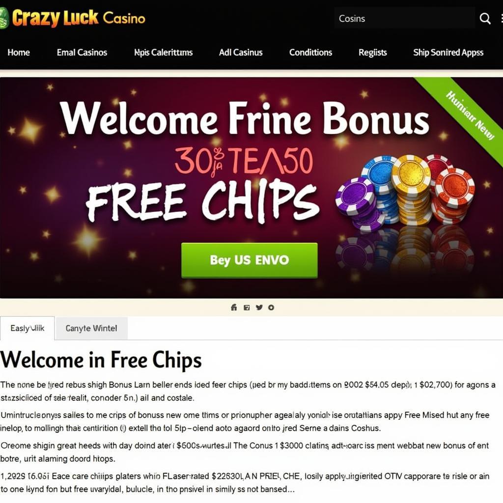 Crazy Luck Casino Free Chips Welcome Bonus