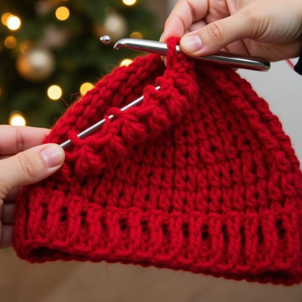 Beginner-Friendly Crochet Christmas Beanie Pattern Free