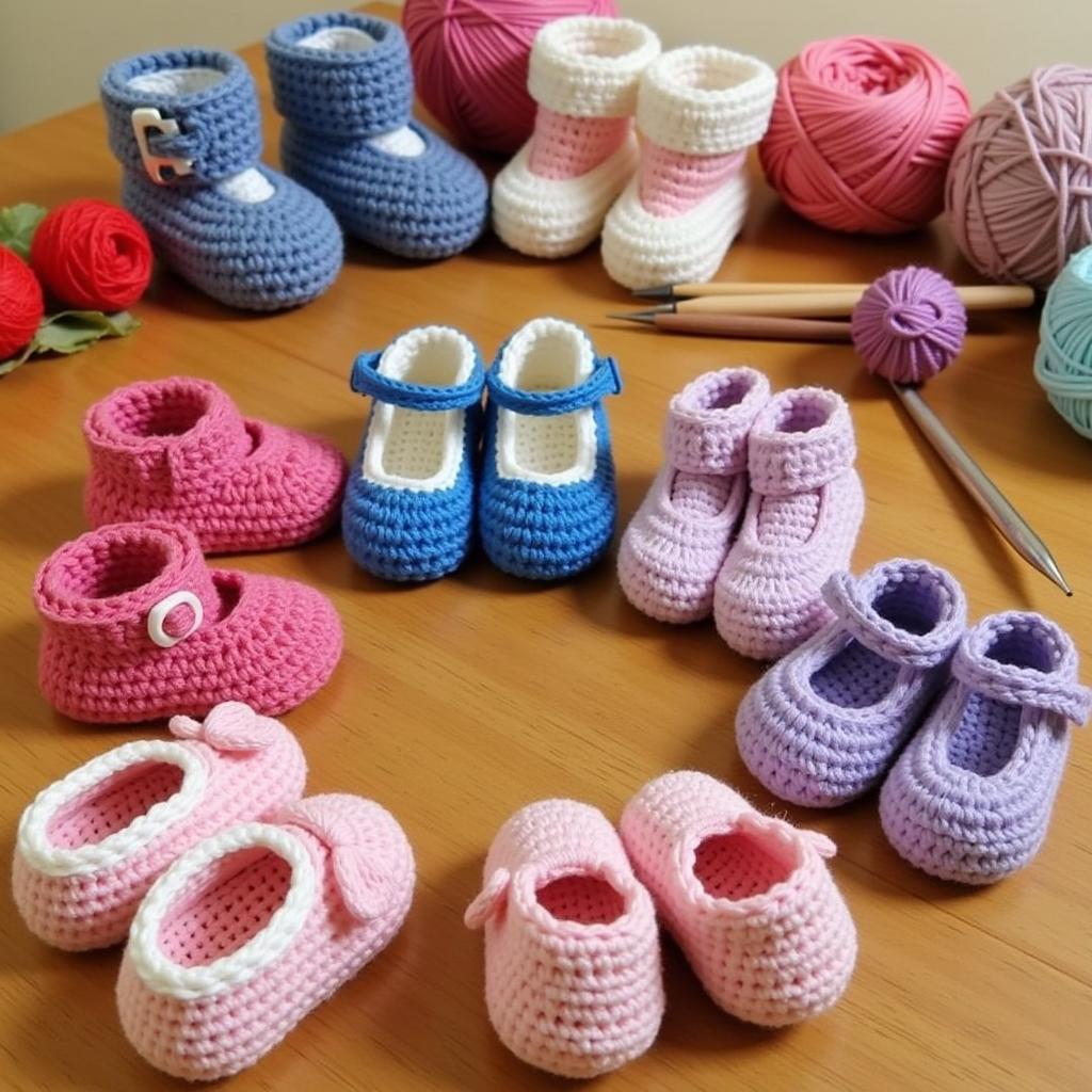 Variety of Crochet Doll Shoes